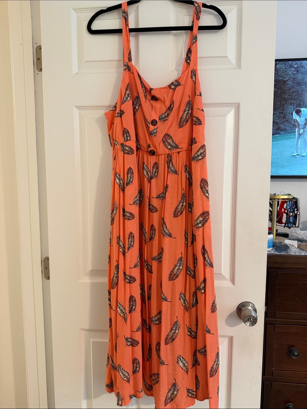 torrid Orange Feather-Print Maxi Dress